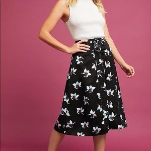 Anthropologie Maeve Zadie Lace Up Midi Skirt